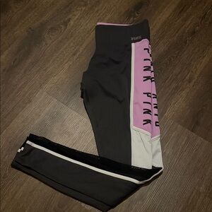 PINK Victoria's Secret Gray Black and Pink Ultimate Leggings